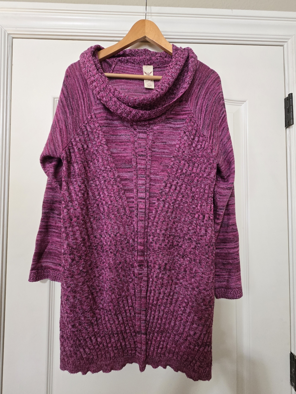 Faded Glory Magenta Knit Cowl Neck Sweater Soft Cozy